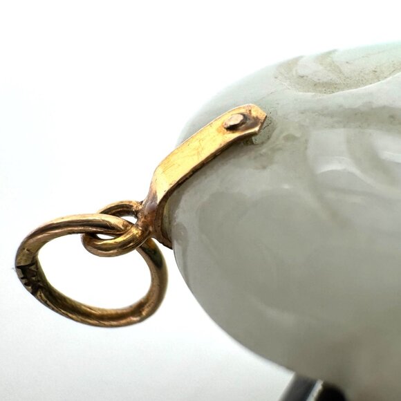 Laughing Buddha Jade Pendant With 14K Gold Bail - Picture 11 of 12